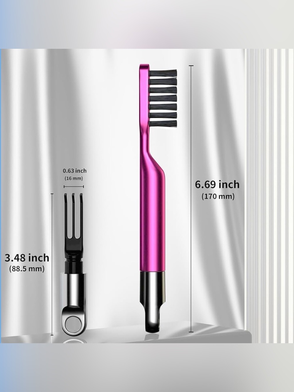 CRKIOB 2-in-1 Hair Brush Cleaner Pink Nylon Bristles Hair Removal Tool